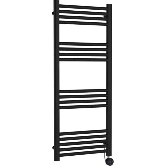 nuie Matt Black Electric Round Towel Rail 1200 x 500mm - Size: 12 x 5 x 0.3cm - Wilko - image 1
