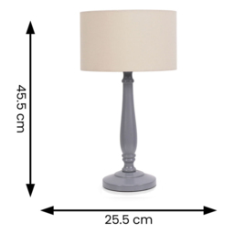 ValueLights Victoria Cream Fabric Drum Shade Grey Wood Traditional Stem LED Table Lamp - Size: 45.5 x 25.5 x 25.5cm - Wilko - thumbnail 7