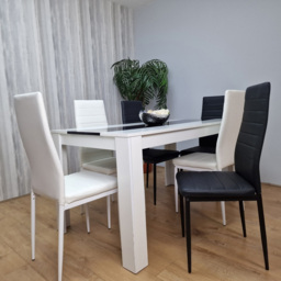 Kosy Koala 6 Seater Faux Leather Dining Set Black and White - White Black - Portland - Wilko - thumbnail 5