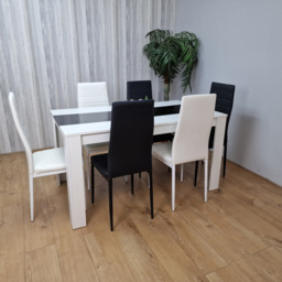 Kosy Koala 6 Seater Faux Leather Dining Set Black and White - White Black - Portland - Wilko - thumbnail 6