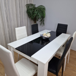 Kosy Koala 6 Seater Faux Leather Dining Set Black and White - White Black - Portland - Wilko - thumbnail 3