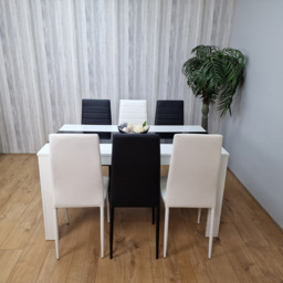 Kosy Koala 6 Seater Faux Leather Dining Set Black and White - White Black - Portland - Wilko - thumbnail 4