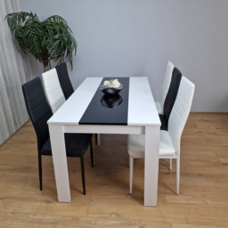 Kosy Koala 6 Seater Faux Leather Dining Set Black and White - White Black - Portland - Wilko - thumbnail 7
