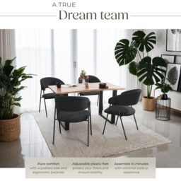 tectake Bedano Set of 4 Black Dining Chair - Wilko - thumbnail 6