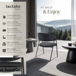 tectake Bedano Set of 4 Black Dining Chair - Wilko - thumbnail 7