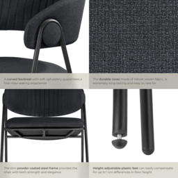 tectake Bedano Set of 4 Black Dining Chair - Wilko - thumbnail 5