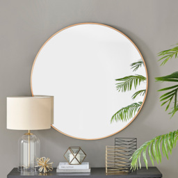 Furniturebox Emma Round Copper Frame Wall Mirror 100cm - Size: 100 x 100cm - Brown - Wilko - thumbnail 7