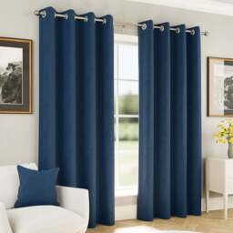 Enhanced Living Navy Herringbone Blackout Eyelet Thermal Curtains 117 x 137cm - Size: W 117 x D 137cm - Blue - Wilko