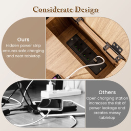 Costway Single Door Single Drawer Natural End Table with Charging Station - Size: 60 x 35 x 60cm - n/a - Wilko - thumbnail 7