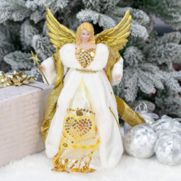The Christmas Workshop Cream and Gold Tree Top Angel 30cm - Wilko - thumbnail 3