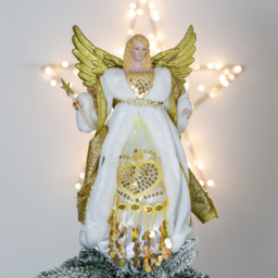 The Christmas Workshop Cream and Gold Tree Top Angel 30cm - Wilko - thumbnail 5