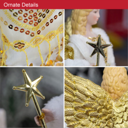 The Christmas Workshop Cream and Gold Tree Top Angel 30cm - Wilko - thumbnail 6