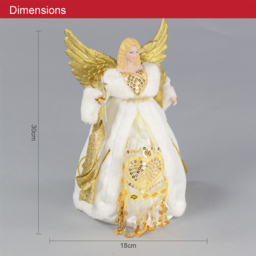 The Christmas Workshop Cream and Gold Tree Top Angel 30cm - Wilko - thumbnail 7