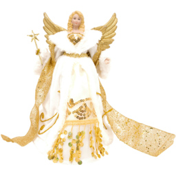 The Christmas Workshop Cream and Gold Tree Top Angel 30cm - Wilko