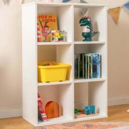 Costway 6 Cube White Bookshelf - Size: 98 x 39 x 16cm - Wilko