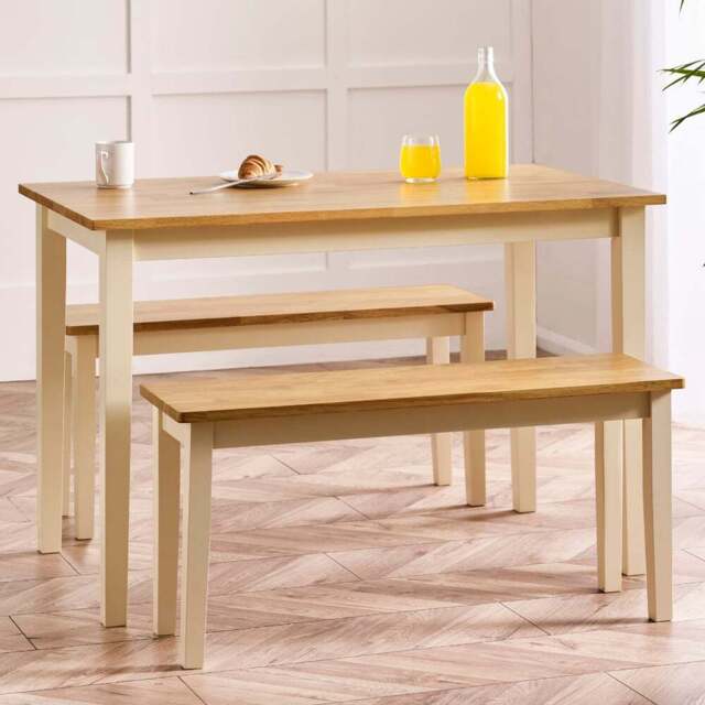 Furniturebox Salisbury Terfyn 4 Seater Dining Bench Set Cream - Wilko - image 1