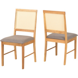 Seconique Ellis Set of 2 Grey Fabric Oak Effect Dining Chair - Brown - Wilko - thumbnail 3