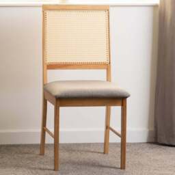 Seconique Ellis Set of 2 Grey Fabric Oak Effect Dining Chair - Brown - Wilko