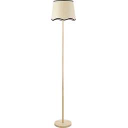 ValueLights Heather Scallop Black Trim Shade LED Light Wood Stem Floor Lamp - Cream - Wilko