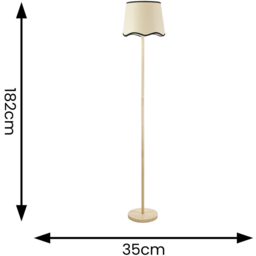 ValueLights Heather Scallop Black Trim Shade LED Light Wood Stem Floor Lamp - Cream - Wilko - thumbnail 5