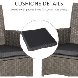 Outsunny Set of 4 Grey Rattan Garden Chair - Size: 4 Seater - Wilko - thumbnail 7
