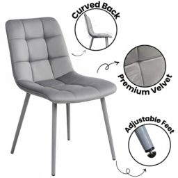 Kosy Koala 4 Seater Velvet Dining Set Oak Effect and Grey - Multi - Portland - Wilko - thumbnail 7