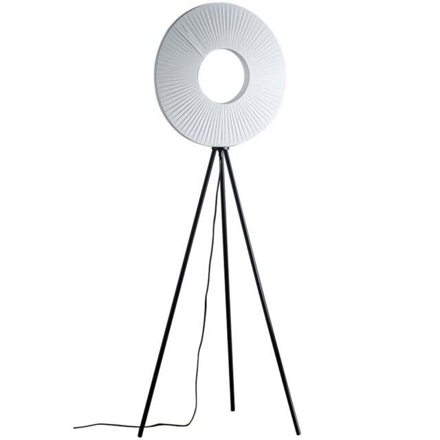 Kliving Riley White Shade Black LED Tripod Floor Lamp - Size: 150 x 47 x 47cm - Silver - Wilko - image 1