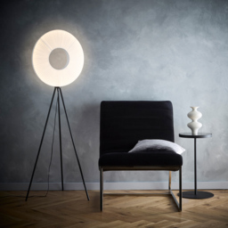 Kliving Riley White Shade Black LED Tripod Floor Lamp - Size: 150 x 47 x 47cm - Silver - Wilko - thumbnail 4