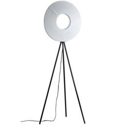 Kliving Riley White Shade Black LED Tripod Floor Lamp - Size: 150 x 47 x 47cm - Silver - Wilko