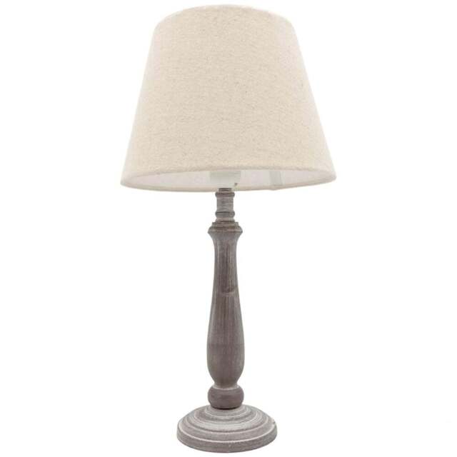 Acacia Home 45cm Grey Tall Wood Table Lamp with Beige Linen Shade - Size: 45 x 12 x 12cm - Cream - Wilko - image 1