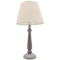 Acacia Home 45cm Grey Tall Wood Table Lamp with Beige Linen Shade - Size: 45 x 12 x 12cm - Cream - Wilko