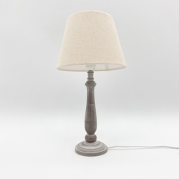 Acacia Home 45cm Grey Tall Wood Table Lamp with Beige Linen Shade - Size: 45 x 12 x 12cm - Cream - Wilko - thumbnail 4