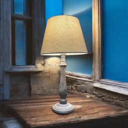 Acacia Home 45cm Grey Tall Wood Table Lamp with Beige Linen Shade - Size: 45 x 12 x 12cm - Cream - Wilko - thumbnail 3