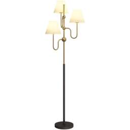 HOMCOM 3 Light Linen Shade Gold Metal Floor Lamp with Foot Switch - Size: 22 x 35 x 51cm - Wilko