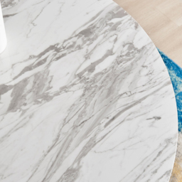 Furniturebox Arona Fortana Marble Effect 6 Seater Round Dining Set White and Chrome - Wilko - thumbnail 6