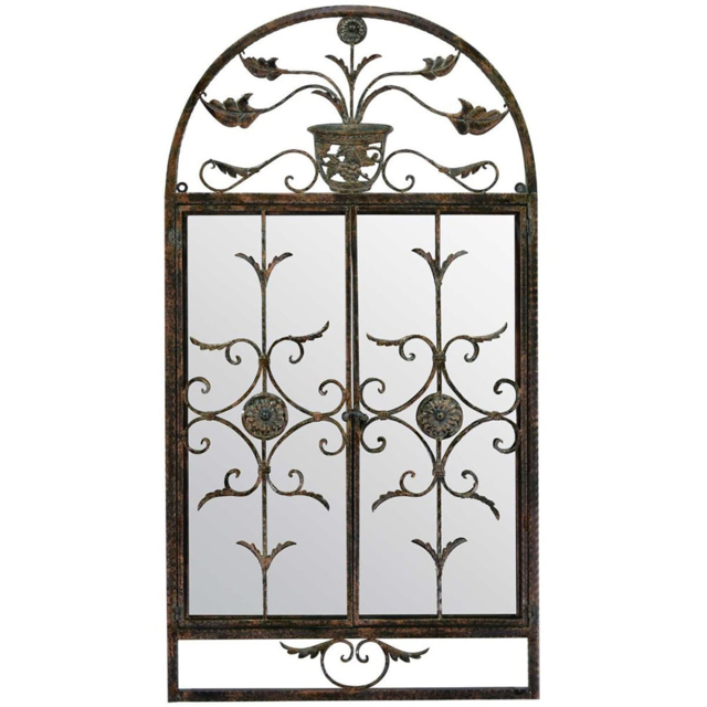 MirrorOutlet Dorset Rustic Scroll Outdoor Wall Mirror 130 x 70cm - Size: 130 x 70 x 3cm - Brown - Wilko - image 1