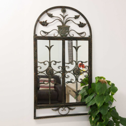 MirrorOutlet Dorset Rustic Scroll Outdoor Wall Mirror 130 x 70cm - Size: 130 x 70 x 3cm - Brown - Wilko - thumbnail 5