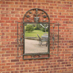 MirrorOutlet Dorset Rustic Scroll Outdoor Wall Mirror 130 x 70cm - Size: 130 x 70 x 3cm - Brown - Wilko - thumbnail 6