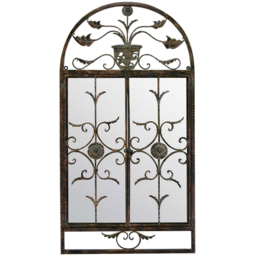 MirrorOutlet Dorset Rustic Scroll Outdoor Wall Mirror 130 x 70cm - Size: 130 x 70 x 3cm - Brown - Wilko