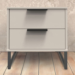 Crowndale Hong Kong 2 Drawer Kashmir Ash Bedside Table - Cream - Wilko