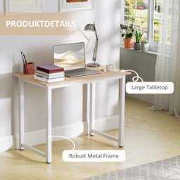 HOMCOM Metal Frame Modern Computer Desk White - Size: 76 x 60 x 100cm - Wilko - thumbnail 6