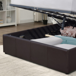 Comfy Living Small Double Brown Faux Leather Ottoman Bed Frame with LED - Wilko - thumbnail 4
