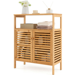 Costway 2 Door Single Shelf Natural Bamboo Storage Cabinet - Size: 91.4 x 38.1 x 20.32cm - Cream - Wilko - thumbnail 5