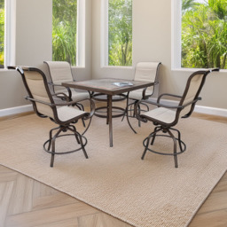 Furniture One 4 Seater Teslin Swivel Chair Aluminium Garden Dining Set - Brown - Wilko - thumbnail 1
