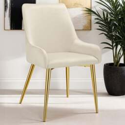 tectake Avane Set of 6 Beige Velvet High Backrest Dining Chair - Cream - Wilko