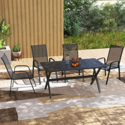 Outsunny Set of 4 Black Garden Dining Chair - Wilko - thumbnail 5