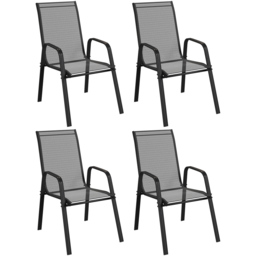 Outsunny Set of 4 Black Garden Dining Chair - Wilko - thumbnail 3