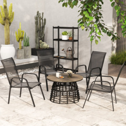 Outsunny Set of 4 Black Garden Dining Chair - Wilko - thumbnail 6