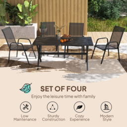 Outsunny Set of 4 Black Garden Dining Chair - Wilko - thumbnail 7