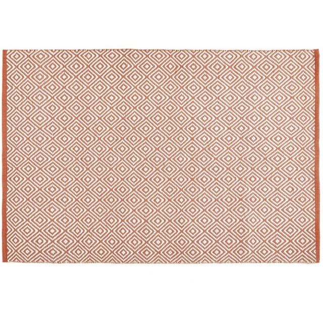Hug Rug Rust Diamond Woven Rug 160 x 230cm - Orange - Wilko - image 1